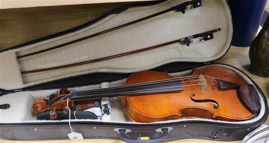 A David Dix viola, labelled and dated 1979, with two bows, cases